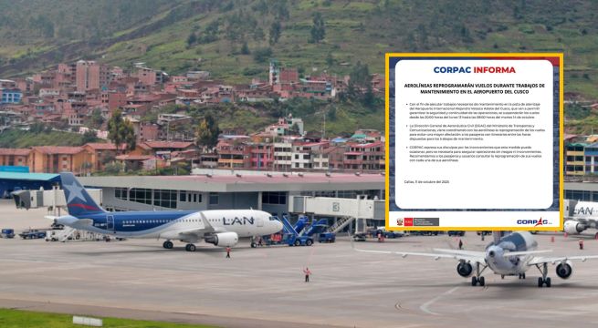Supenden vuelos a Cusco hasta la mañana del martes 14 de octubre: esta es la razón