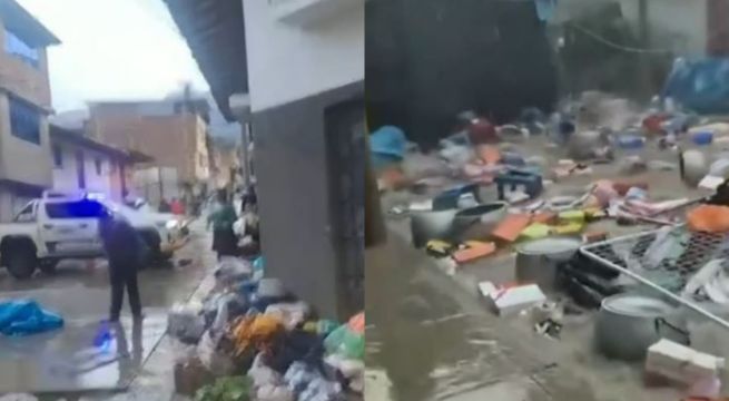 Cajabamba: intensa lluvia con granizo arrasa con puestos y mercadería