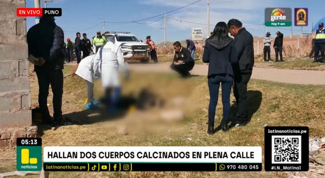 Hallan dos cuerpos calcinados en plena vía de Juliaca