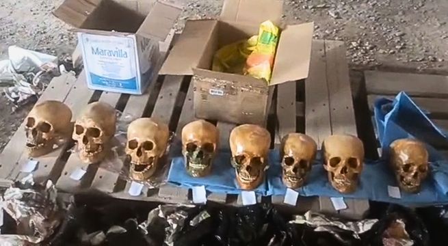 Intervienen a joven con ocho cráneos prehispánicos en empresa de encomiendas