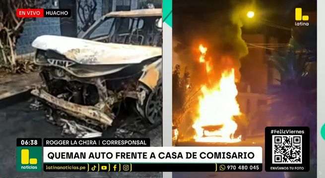 Queman auto de comisario frente a su casa: cámara captó el ataque | VIDEO
