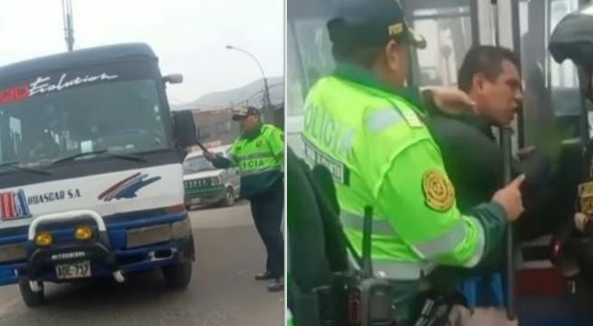 San Juan de Lurigancho: policía rompe luna de cúster y agrede a conductor durante paro de transportistas