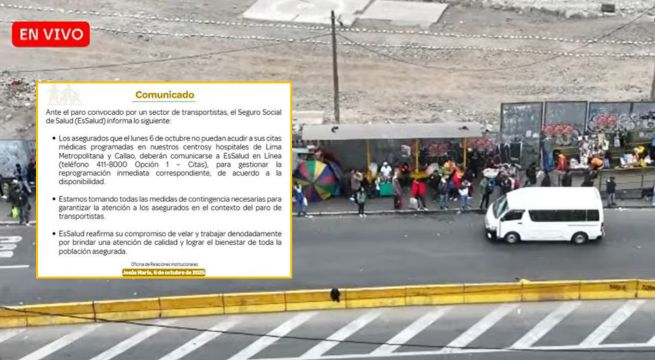 EsSalud permitirá reprogramar citas médicas a asegurados afectados por paro de transportistas