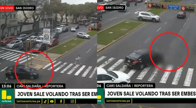 Joven sale volando al ser embestida por vehículo cuando cruzaba la Av. Javier Prado