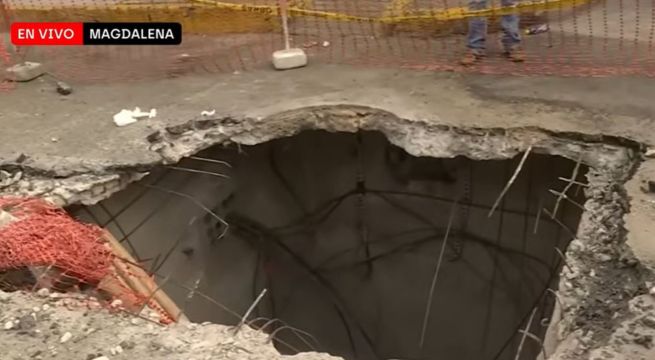 Arreglan pista en la avenida Brasil, pero dejan enorme forado sin señalizar
