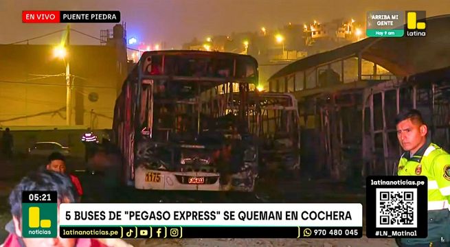 Cinco buses de Pegaso Express quedan en cenizas tras incendio en Puente Piedra
