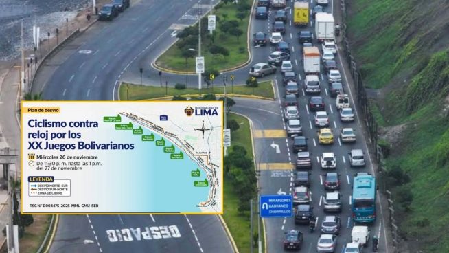Cierran la Costa Verde por los Juegos Bolivarianos: gran congestión en las vías alternas | VIDEO