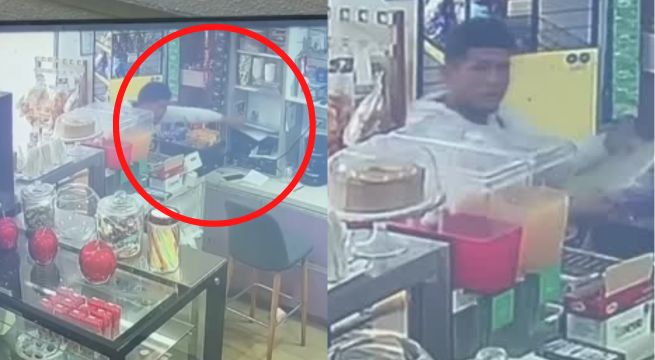 Sujeto finge ser cliente y roba una laptop de cafetería en Lince | VIDEO