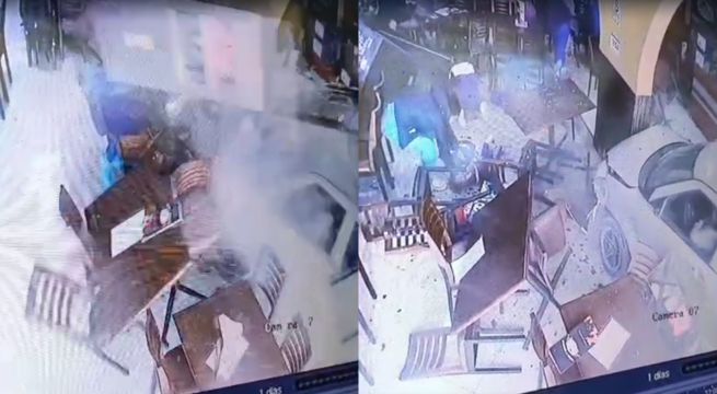 Cámaras de seguridad captan cuando mujer empotró su carro contra pollería en Huancayo