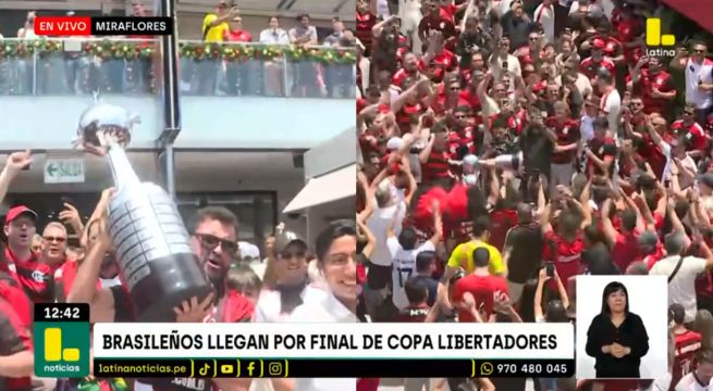 Hinchas de Flamengo 'toman' centro comercial en Miraflores a un día de la final de Copa Libertadores