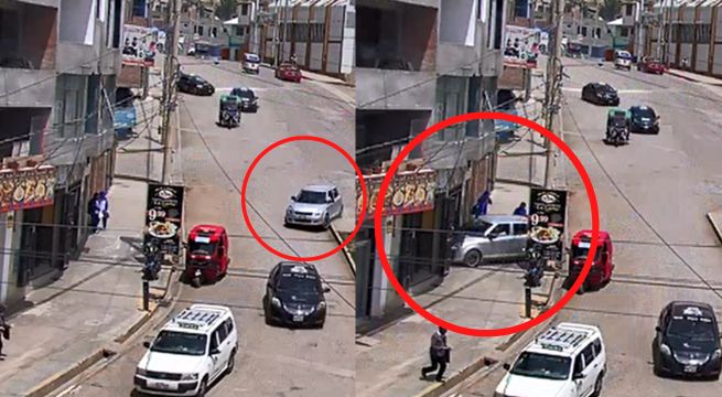 Pierde el control de su carro y se empotra contra pollería en plena hora de almuerzo | VIDEO