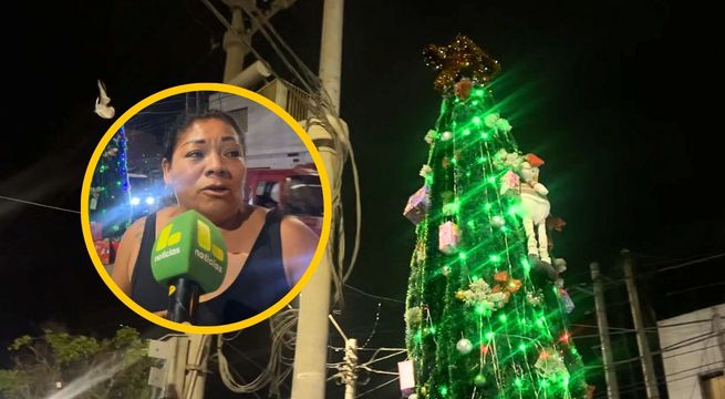 Pisco: vecinos inauguran la Navidad con encendido de luces y árbol gigante