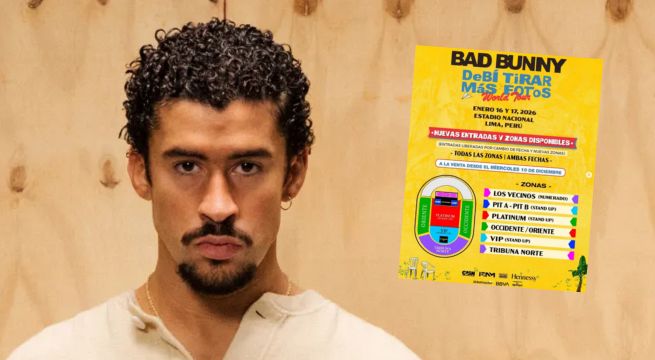 Habilitan nuevas zonas y entradas para concierto de Bad Bunny en Lima