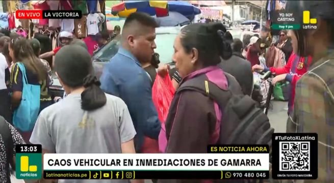 Tráfico intenso en Gamarra por Navidad: personas y ambulantes invaden la pista