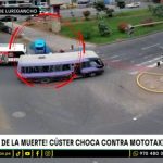 Cúster choca con mototaxi: cámaras de seguridad captan el momento del accidente