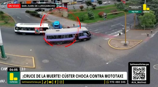 Cúster choca con mototaxi: cámaras de seguridad captan el momento del accidente