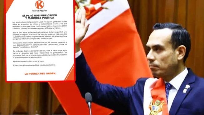 Fuerza Popular no apoyará censura de José Jerí: Dicen no sumarse al "coro desestabilizador"