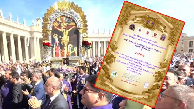 Hermandad del Señor de los Milagros reconoce a Latina por cobertura de procesión en Roma