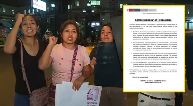 Hospital Loayza confirma cirugía y estado estable de paciente tras extracción de cuerpo extraño