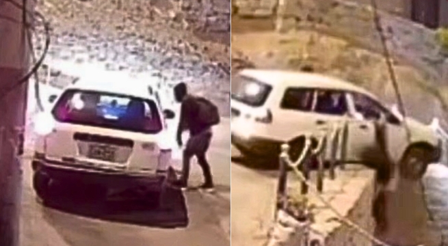 Delincuente cae cuatro metros al vacío tras intentar asaltar a taxista | VIDEO