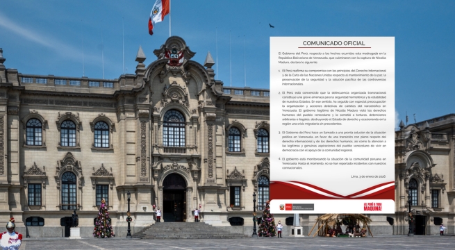 Gobierno del Perú se pronuncia tras captura de Nicolás Maduro en Venezuela