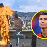 Influencer incendia estatua de Cristiano Ronaldo y se pone a bailar | VIDEO