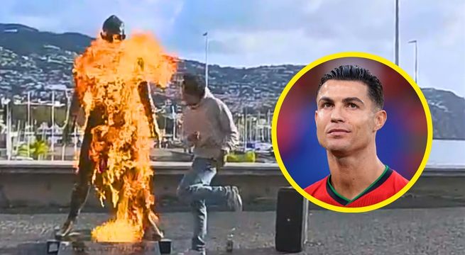 Influencer prende fuego a estatua de Cristiano Ronaldo | VIDEO