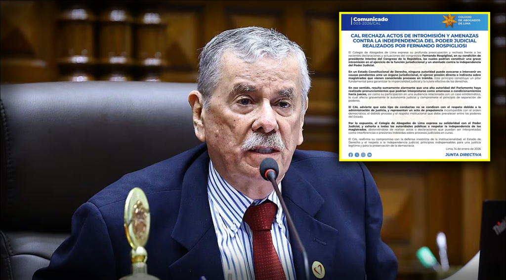 Colegio de Abogados de Lima rechaza intromisión de Fernando Rospigliosi en juicio contra militares acusados de masacre