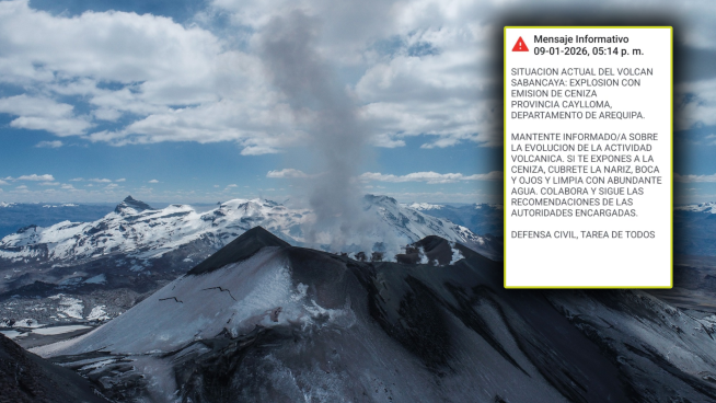 Volcán Sabancaya registra explosión de ceniza y gases: Arequipa en máxima alerta