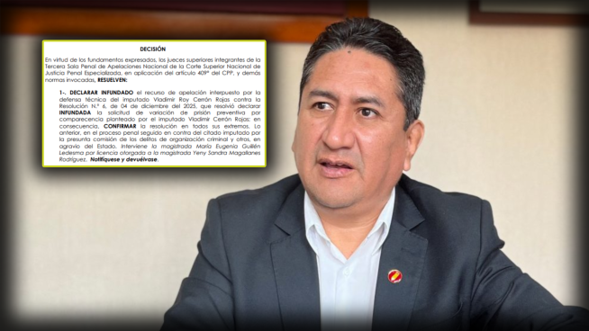 Vladimir Cerrón: Poder Judicial ratifica 24 meses de prisión preventiva en plena campaña presidencial