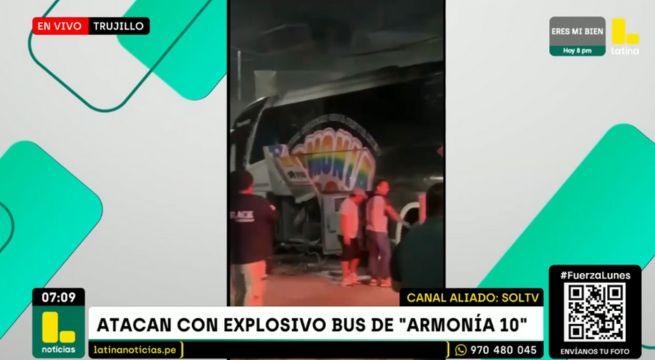 Atacan con explosivo bus de Armonía 10 durante concierto en Trujillo