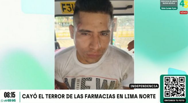 Cae delincuente que asaltaba farmacias en Lima Norte tras salir de la cárcel