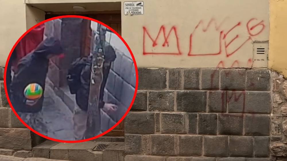 Tres menores estadounidenses son intervenidos por realizar pintas en muro inca en el Cusco