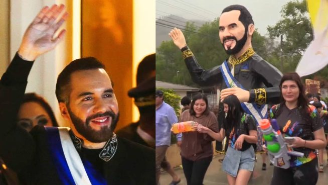 Nayib Bukele reacciona a su insospechada presencia en los carnavales de Cajamarca