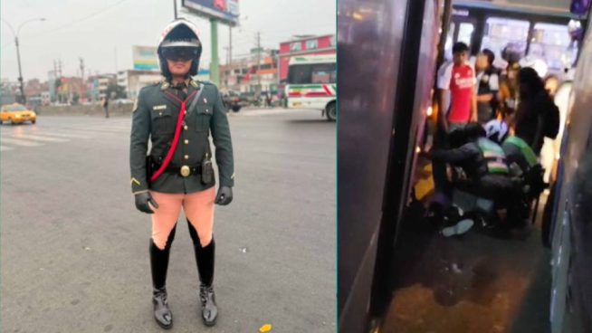 Buses compiten por pasajeros y aplastan a policía