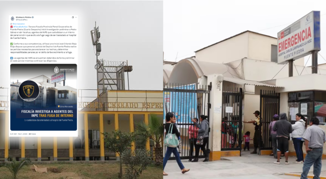 Fiscalía investiga a agentes del INPE tras fuga de interno del hospital de Puente Piedra