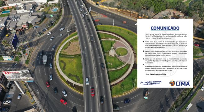 Municipalidad de Lima suspende proyecto de la nueva vía rápida Javier Prado tras reunión con vecinos