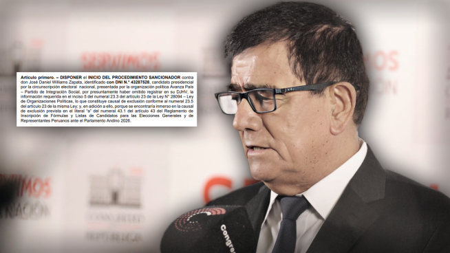 JEE inicia proceso sancionador contra William Zapata por no declarar sentencia: puede quedar fuera de elecciones 2026