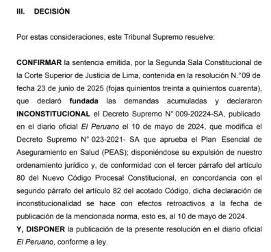 Decisión de la Corte Suprema.