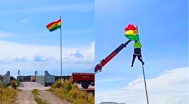 Colocan bandera boliviana en territorio peruano y autoridades la retiran | VIDEO