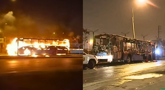 Extorsionadores incendian bus de Real Star en Villa El Salvador | VIDEO