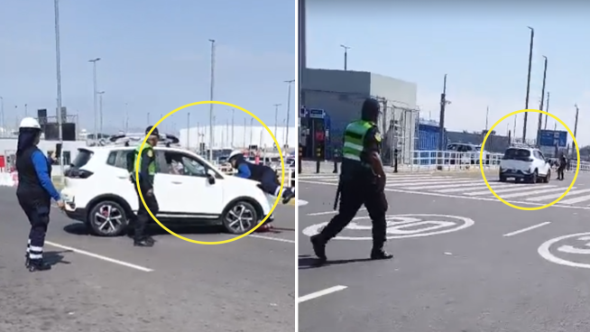 Taxista se fuga tras atropellar a efectivo de la ATU y Policía Nacional en Aeropuerto Jorge Chávez | VIDEO