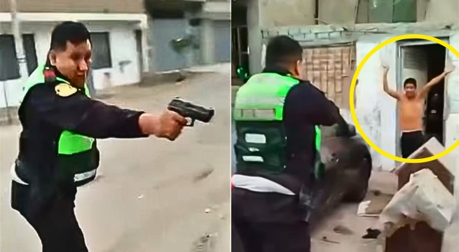 Sujeto golpea a policía e intentan quitarle su arma en fiesta familiar | VIDEO