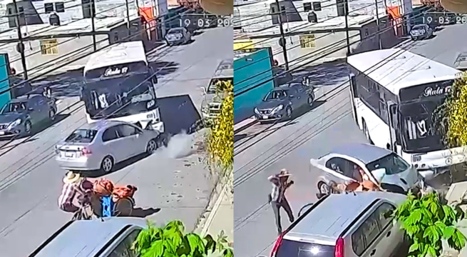 Vendedor de artesanías se salva de ser arrollado tras choque de camión