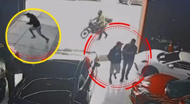 Cámara captó el preciso instante en que abatieron sicario que intentó asesinar a empresario de autos de lujo