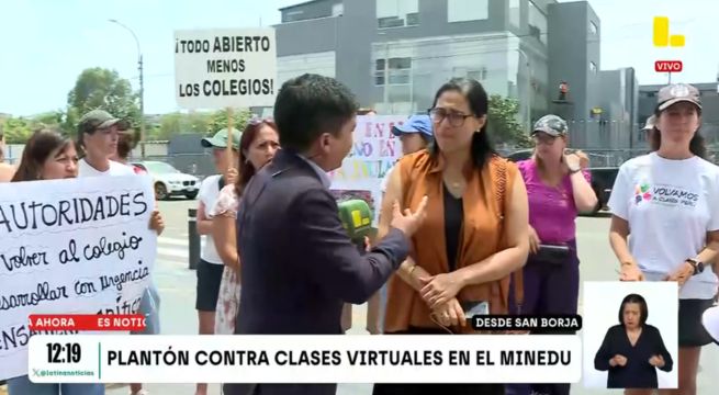 Padres realizan pantón frente al Minedu para rechazar clases virtuales por crisis energética