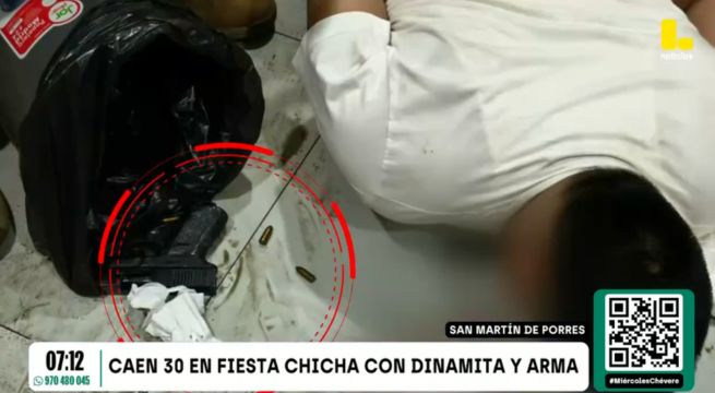 Al menos 30 intervenidos, armas, dinamita y municiones incautadas en fiesta chicha