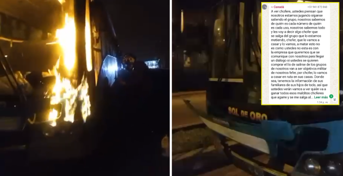Delincuentes queman bus en Villa El Salvador y amenazan a choferes | VIDEO