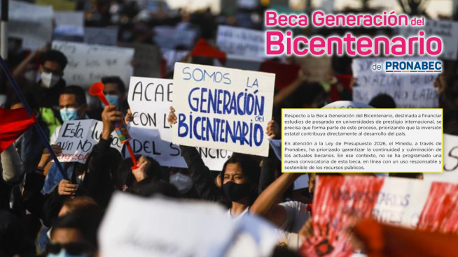 Minedu anuncia que no habrá convocatoria para Beca Generación del Bicentenario