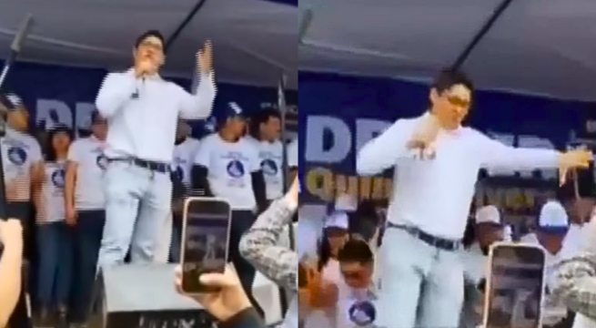 Estrado colapsa durante evento de precandidatos de Podemos Perú